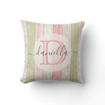 Rustic Sage Green & Pink Floral Wood Personalized