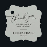 Rustic Sage Green Simple Monogram Thank You Favour Tags<br><div class="desc">Designed to coordinate with our Romantic Script wedding collection,  this customizable tag,  features a calligraphy graphic thank you,  paired with a classy serif font in black. Matching items available.</div>