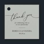 Rustic Sage Green Simple Thank You Favour Tags<br><div class="desc">Designed to coordinate with our Romantic Script wedding collection,  this customizable tag,  features a calligraphy graphic thank you,  paired with a classy serif font in black. Matching items available.</div>