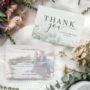 Rustic Sage Green Thank You Eucalyptus Wedding  Card