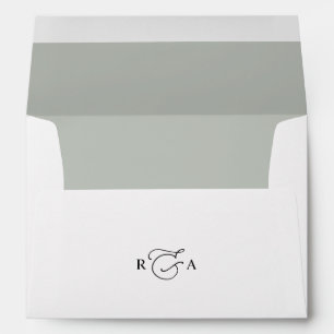 Rustic Sage Green & White Return Address Wedding Envelope