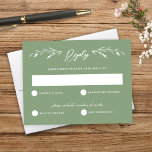 Rustic Sage Green Wildflower Wedding RSVP Card<br><div class="desc">This lovely rustic wedding reply card features a soft sage green background with white hand-drawn wildflowers and elegant typography. It's the perfect design for a rustic yet elegant wedding! Available in many colours...  see the design collection for more items.</div>