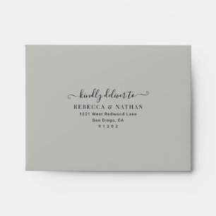Rustic Sage Green with Return Address Wedding RSVP Envelope