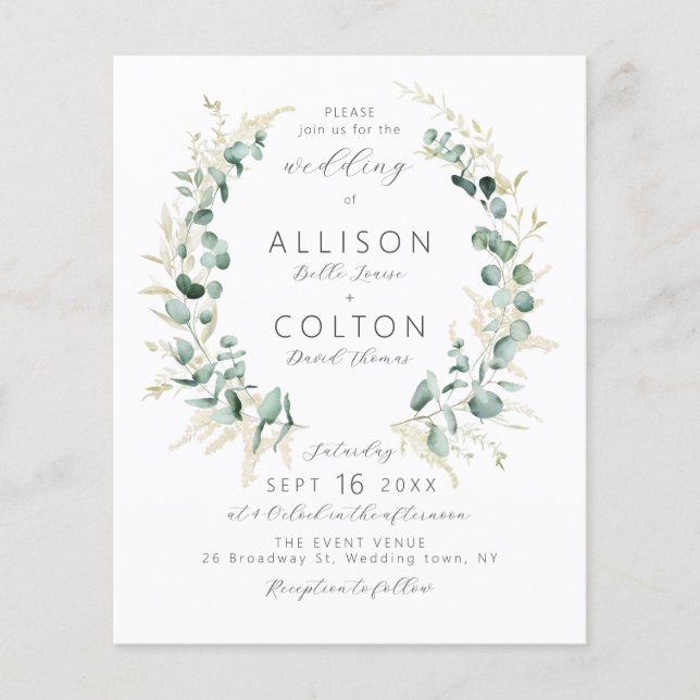 Rustic sage greenery boho all in one wedding (Front)