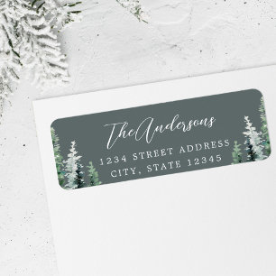 Rustic Sage Pine Forest Holiday Return Address
