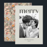 Rustic Sage Taupe Floral Boho Photo Wedding Holiday Card<br><div class="desc">Rustic Sage Green and Taupe Floral Boho Custom Wedding Photo Merry Christmas Holiday Card</div>