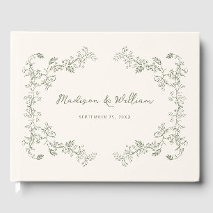 Rustic Sage Vintage Floral Frame Wedding Guest Book
