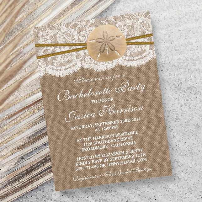 Rustic Sand Dollar Beach Bachelorette Party Invitation (Creator Uploaded)
