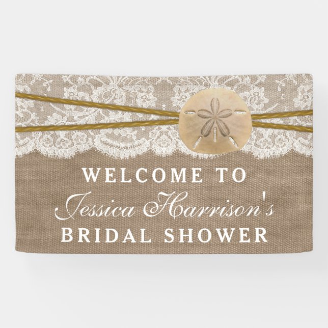 Rustic Sand Dollar Beach Bridal Shower Banner (Horizontal)