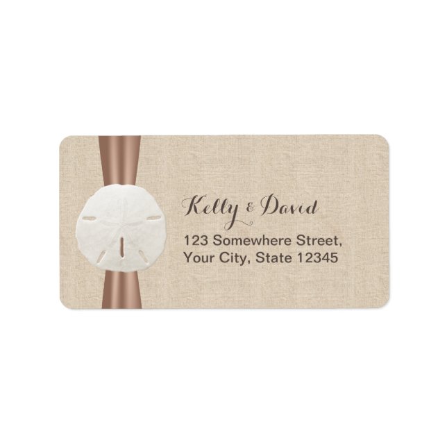 Rustic Sand Dollar Burlap Return Address Labels (Front)