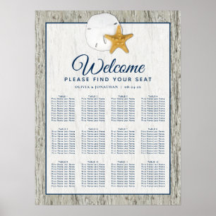 Rustic Sand Dollar Starfish Wedding Seating Chart