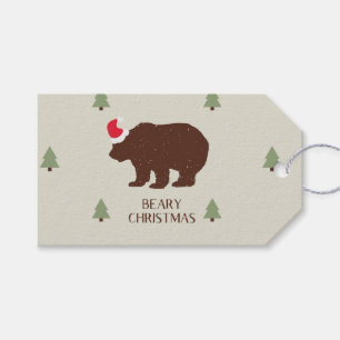 Rustic Santa Bear Forest Cabin Gift Tag