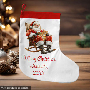Rustic Santa Claus Traditional Red White Stocking