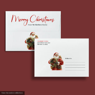 Rustic Santa Claus Vintage Festive Merry Envelope