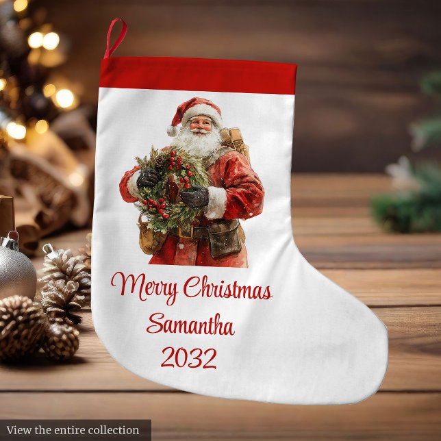 Rustic Santa Claus Vintage Festive Merry Stocking (Rustic Santa Claus Vintage Festive Merry Stocking)
