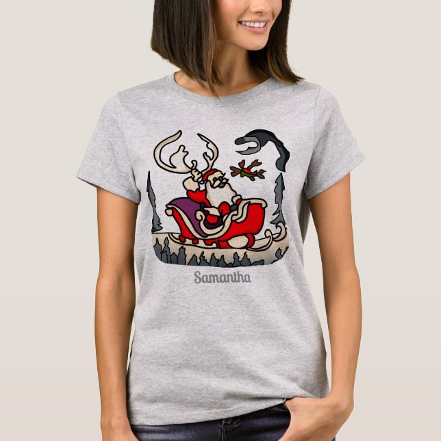 Rustic Santa in Sleigh with Lantern  T-Shirt (Front)