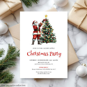 Rustic Santa Red Green Christmas Party Invitation