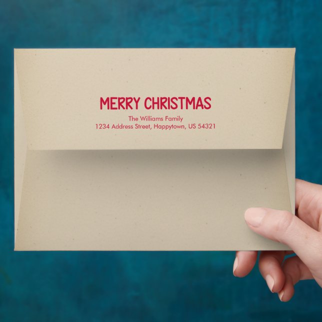 Rustic Santa Red Script Family Christmas Holiday Envelope (Hand)