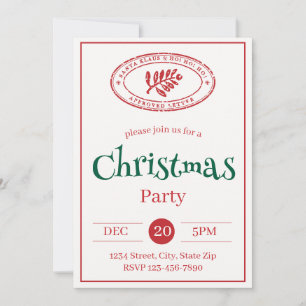Rustic Santa Stamp Holiday Invitation   Vintage