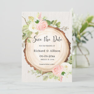 Rustic Save the Date blush pink white Invitation