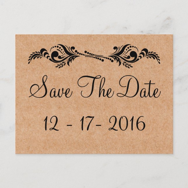Rustic  Save The Date Brown Wedding Photo Postcard (Front)