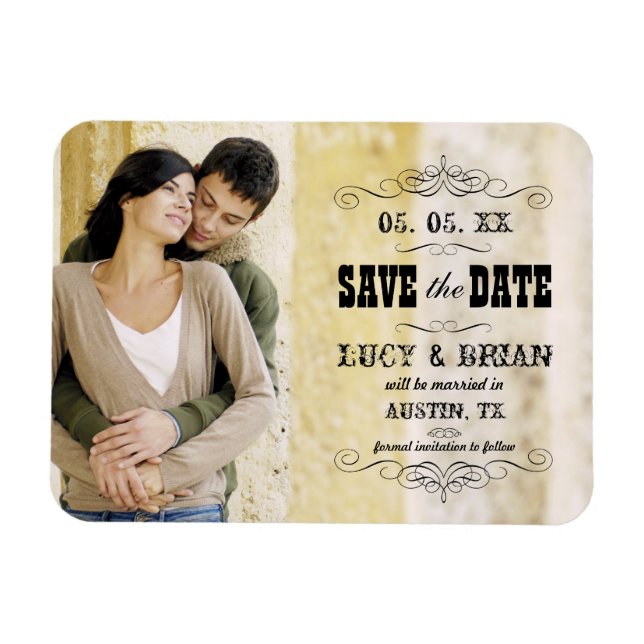 Rustic Save the Date Photo Magnet (Horizontal)
