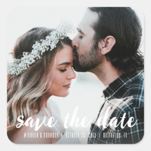 Rustic Save the Date Save our Date Announcement Square Sticker