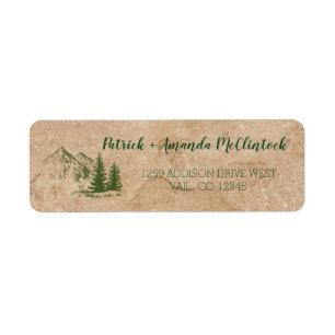 Rustic Scenic Mountain Range Wedding Label