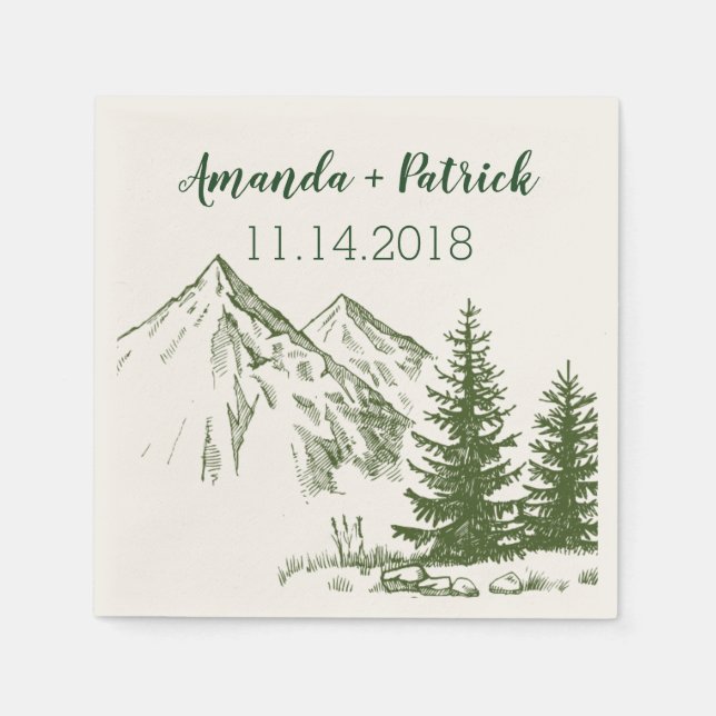 Rustic Scenic Mountain Wedding Reception Napkins (Front)
