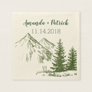 Rustic Scenic Mountain Wedding Reception Napkins