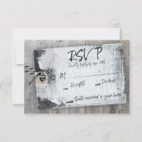 Rustic Scrapbook Black and White Tag Wedding RSVP