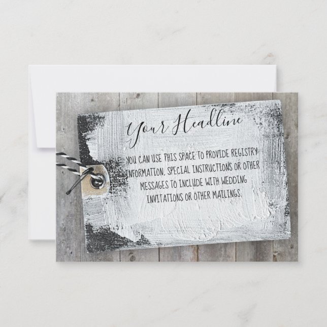 Rustic Scrapbook Tag Custom Message Enclosure Card (Front)