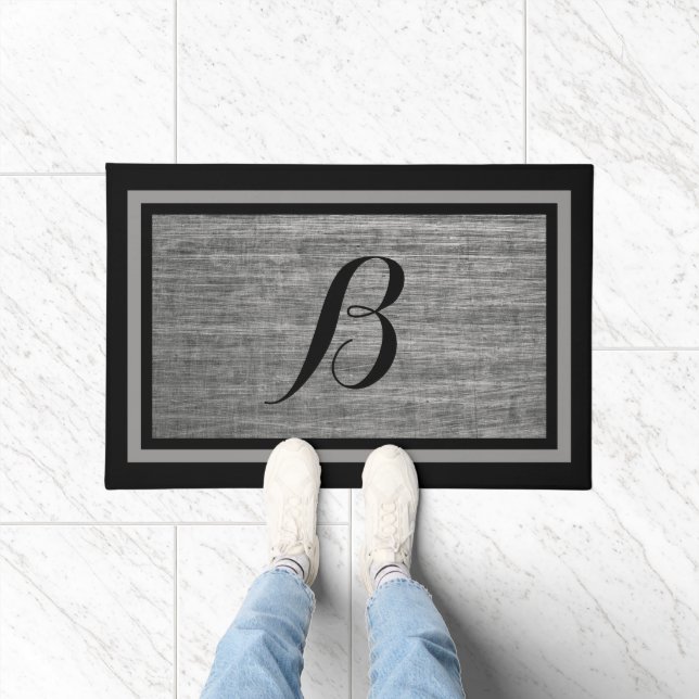 Rustic Scratched Steel Custom Monogram Design Doormat (Indoor)
