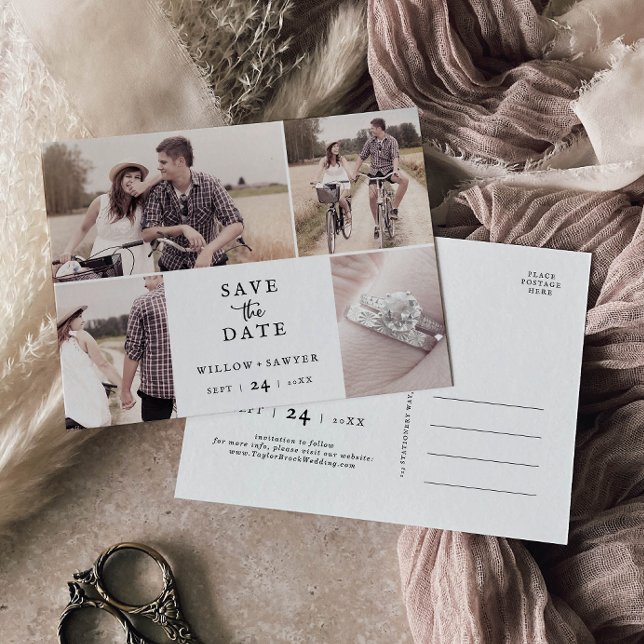 Rustic Script 4 Photo Template Save the Date (Creator Uploaded)