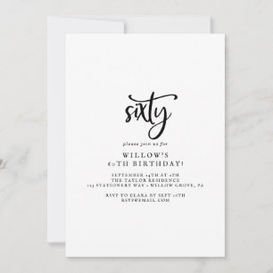 Rustic Script 60th Birthday Party Invitation