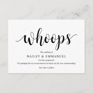 Rustic Script, Black, Wedding postpone, Editable Enclosure Card