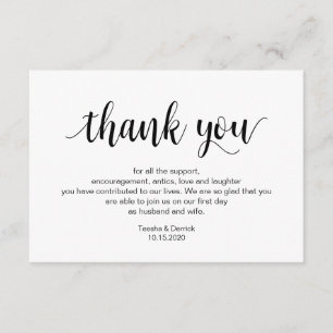 Rustic Script, Black, Wedding Thank you Enclosure Card