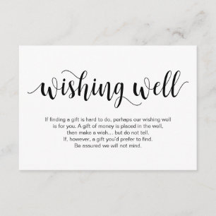 Rustic Script, Black, Wedding Wishing Well Enclosure Card
