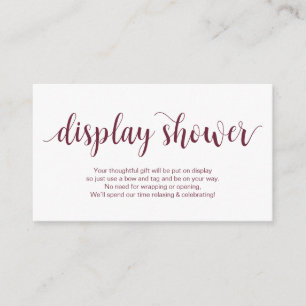 Rustic Script, Burgundy color, Display Shower Enclosure Card