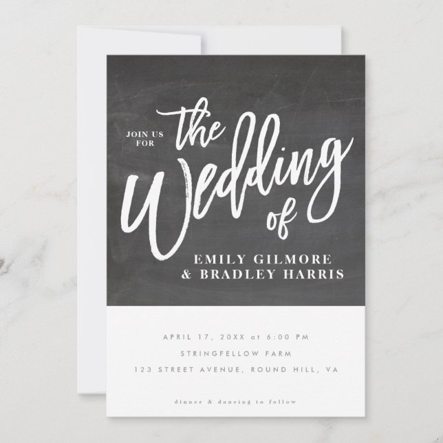 Rustic Script Chalkboard Invitation (Front)