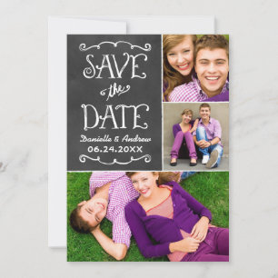 Rustic Script Chalkboard Wedding Black Save The Date