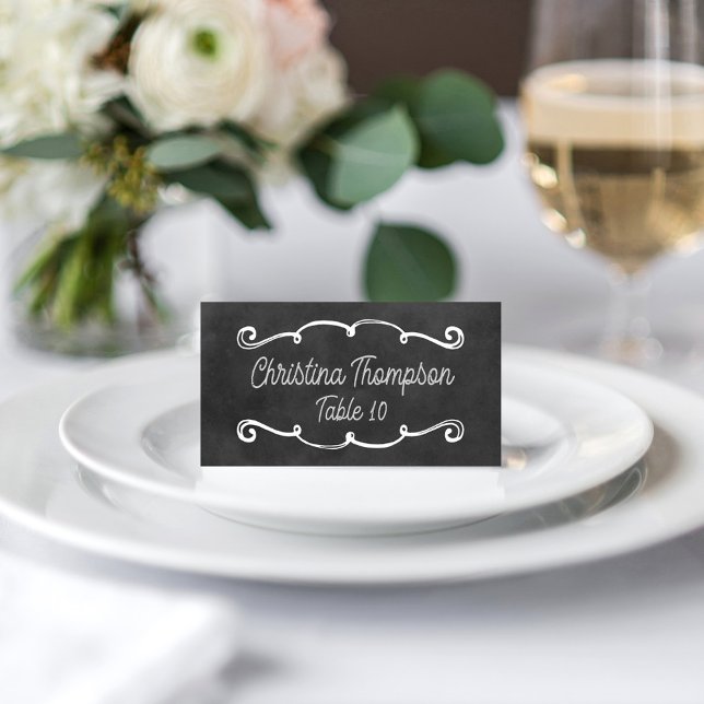 Rustic Script Chalkboard Wedding Place Card (Creator Uploaded)
