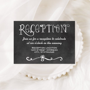 Rustic Script Chalkboard Wedding Reception Black Enclosure Card