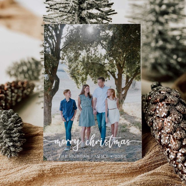 Rustic Script Christmas Photo Card (Creator Uploaded)