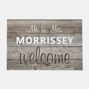 Rustic Script Classic Last Name Welcome Doormat