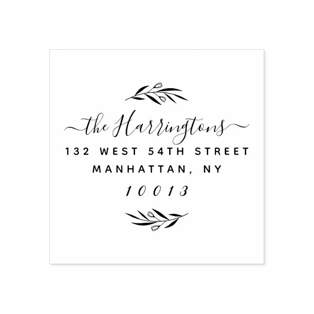 Rustic Script Custom Family Name Return Address Rubber Stamp (Imprint)