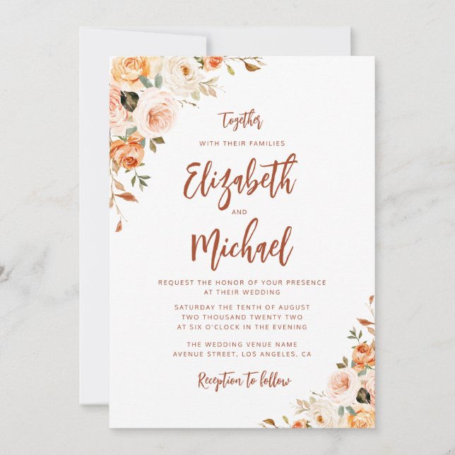 rustic script fall wedding invitation (Front)