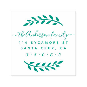 Rustic Script Family Name Wreath Return Address Self-inking Stamp