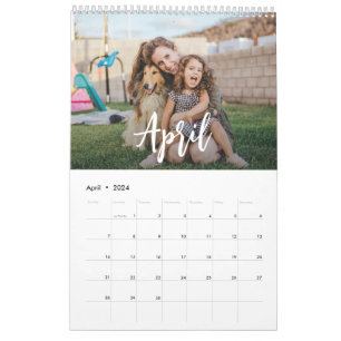 rustic script family photo calendar