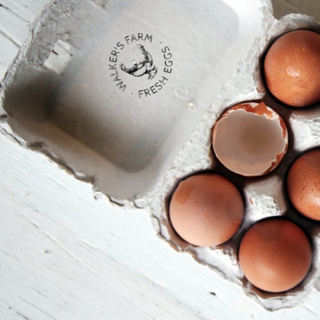 Rustic Script Happy Hen Egg Stamp (Creator Uploaded)